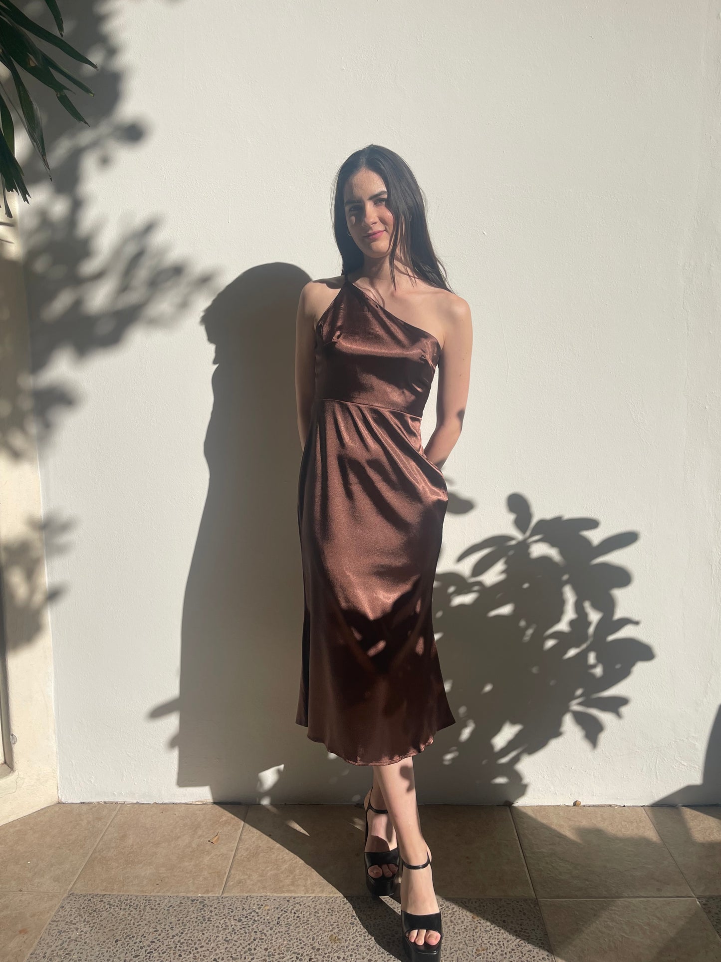 Terracota Silk Midi Dress