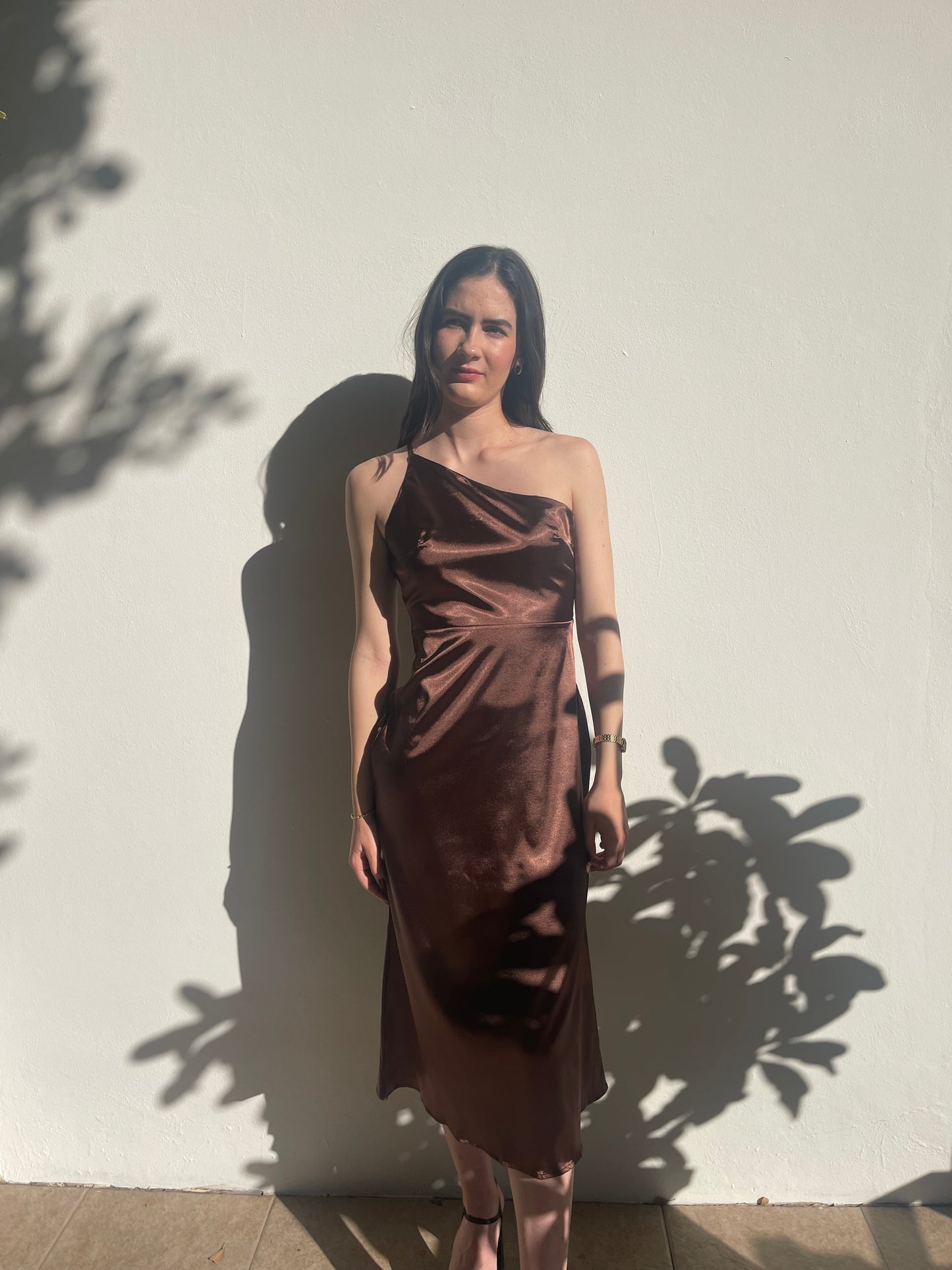 Terracota Silk Midi Dress