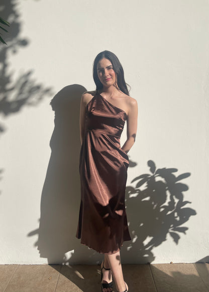 Terracota Silk Midi Dress