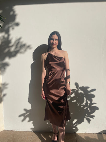 Terracota Silk Midi Dress